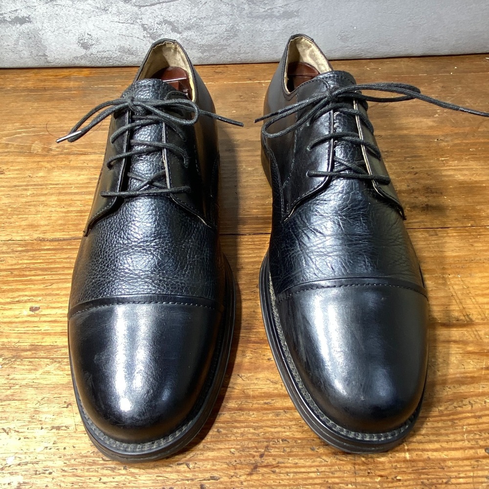 Dockers Premium Mens Black Leather Cap Toe Oxford Dress Shoes 8.5W 91-97704